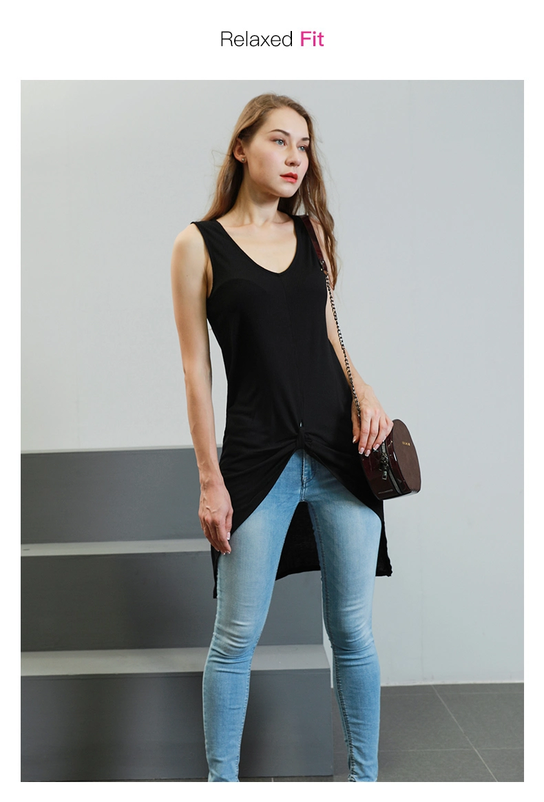 New in Stock Low Price Solid Color Pullover Commuter Black Slim Fit Sleeveless Knit Vest MIDI Dress