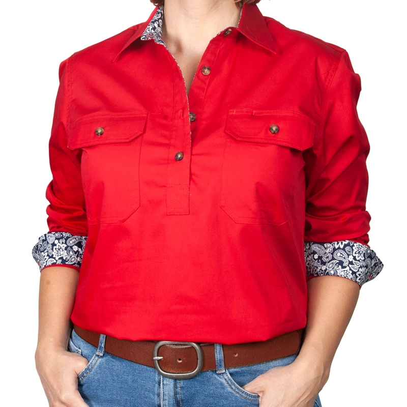 Ladies Long Sleeve Button up Women Shirts Dye Sublimation Women′ S Blouses Shirts