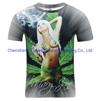 Mujeres / Hombres Camiseta femenina Tallas grandes Amantes 3D Manga corta Estampado Weeds Green Leaves Cool Summer Tops Camiseta