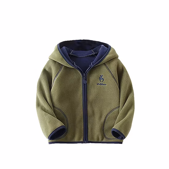 Chaqueta de lana polar para niños Abrigo de manga larga con capucha Ropa de abrigo con cremallera