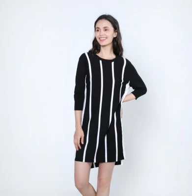 Vestido de suéter de algodón Supima 100% fino de moda para mujer