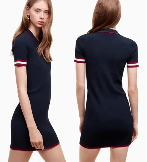 2022 Vestido de manga corta de golf Polo Neck Ladies Womens Golf T-Shirt Dress Ropa de golf Ropa para venta al por mayor