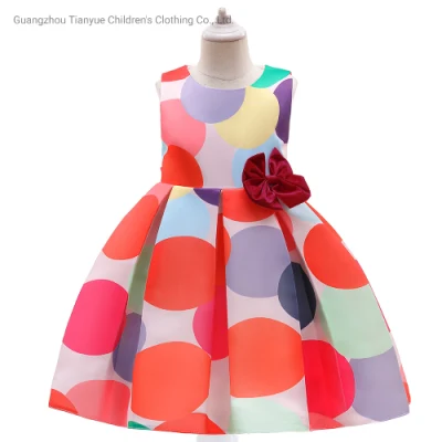 Nuevo vestido de princesa con estampado de lunares plisado para niñas nuevas de verano