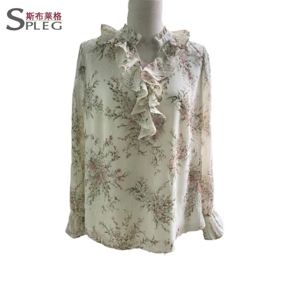 Proveedor de China 100% blusa de seda de la mujer Camisa de moda tamaño grande