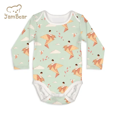 Jambear Body de manga larga con botones Ropa orgánica para bebés Body para bebés Mamelucos de algodón orgánico Onesie para recién nacidos