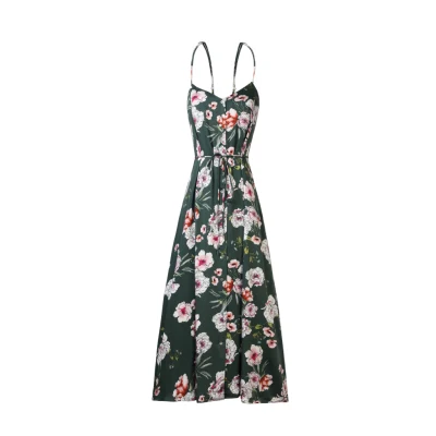 Maxi floral de mujer elegante Primavera/Verano Vestidos con cuello en V Prendas de vestir Disponible para impresión DTG personalizada y diseño para etiqueta privada por un precio de fabricante.